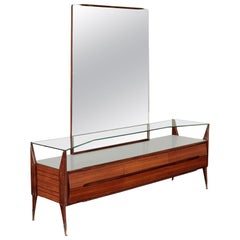 Dressing Table wood Back Treated Glass, Italy, 1950s-1960s