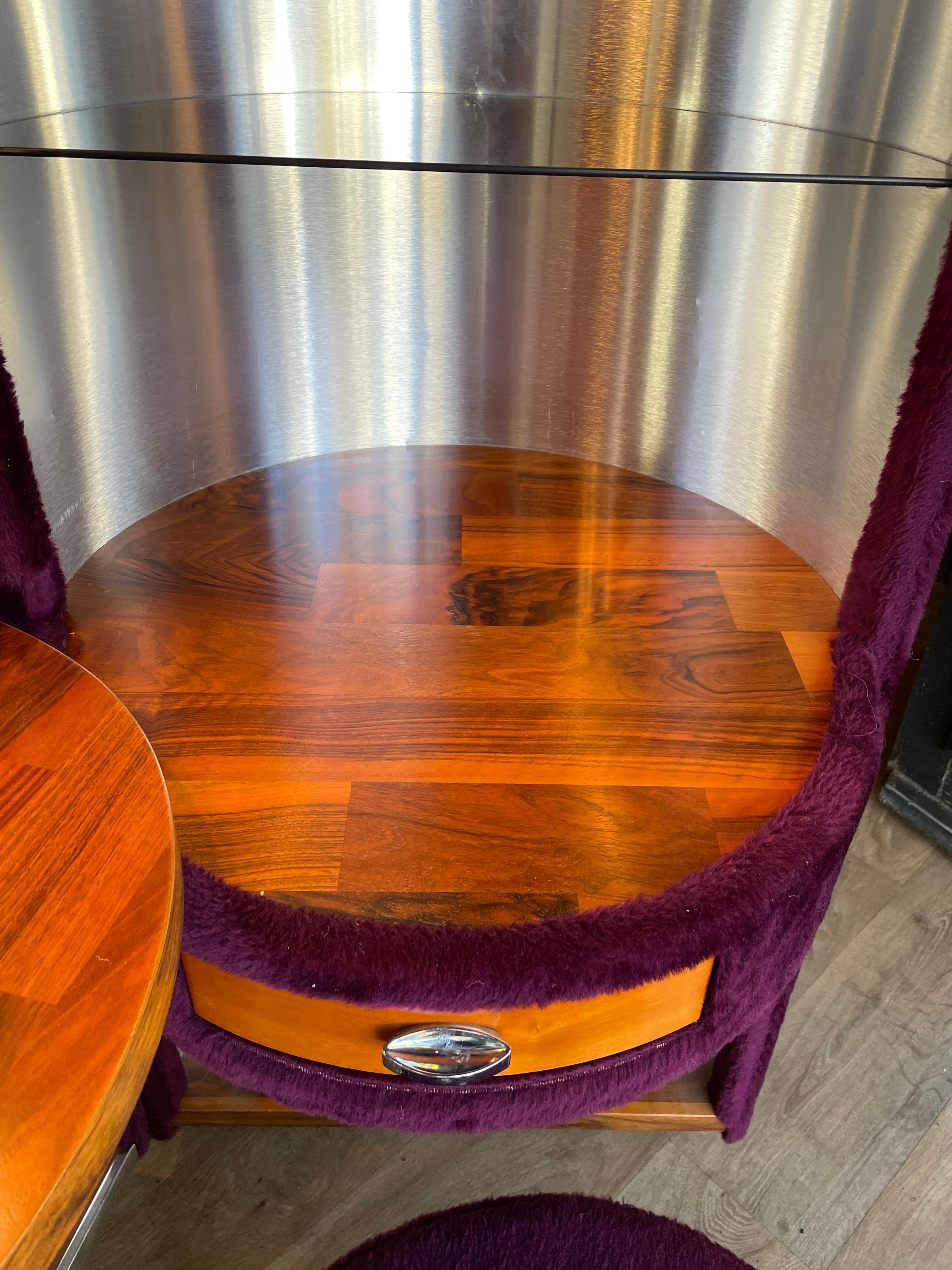 Space Age Dressing Table, Vanitie 60-70 Pop in Faux Fur Purple Mid-Century Light Space