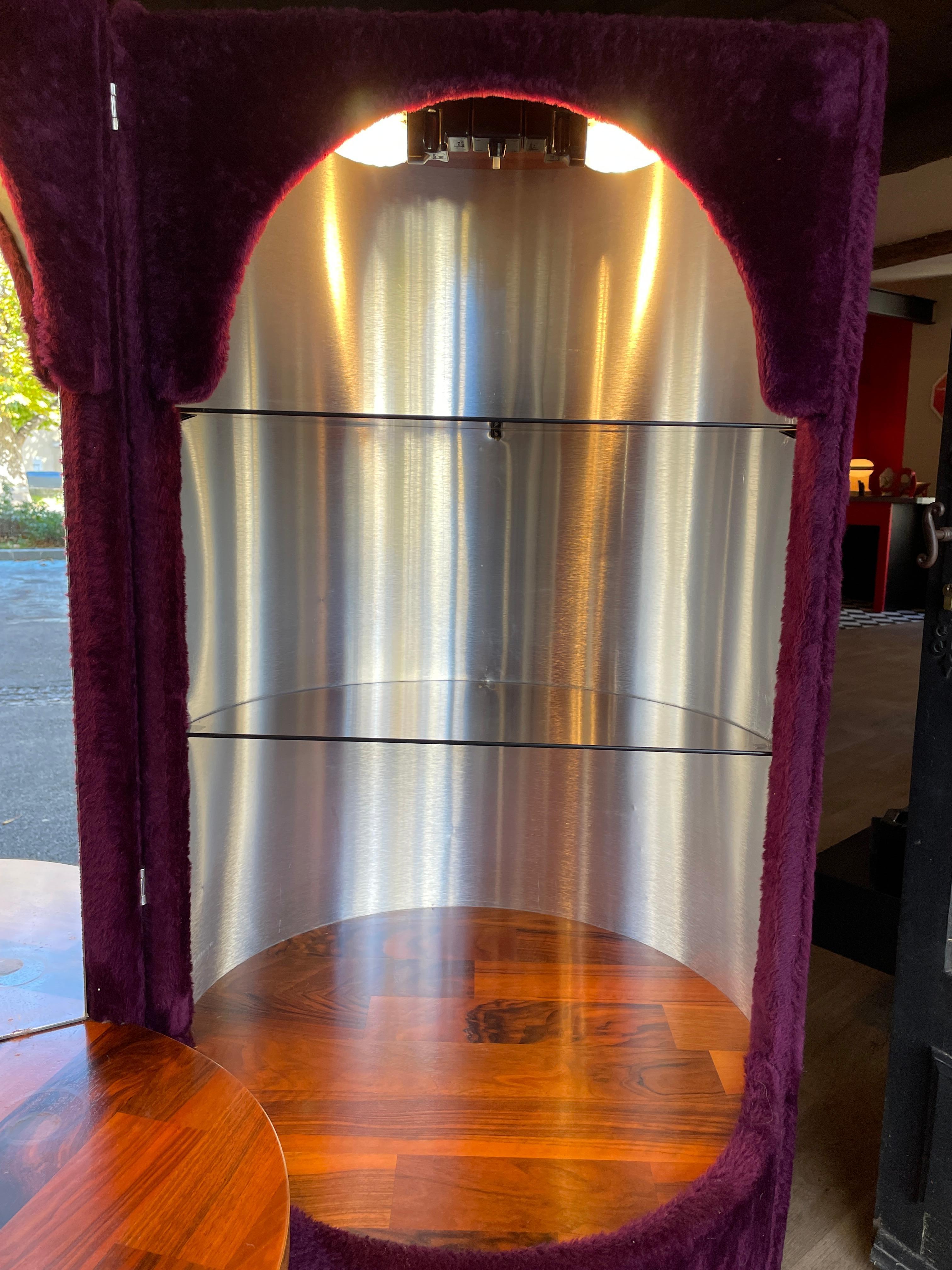 Italian Dressing Table, Vanitie 60-70 Pop in Faux Fur Purple Mid-Century Light Space