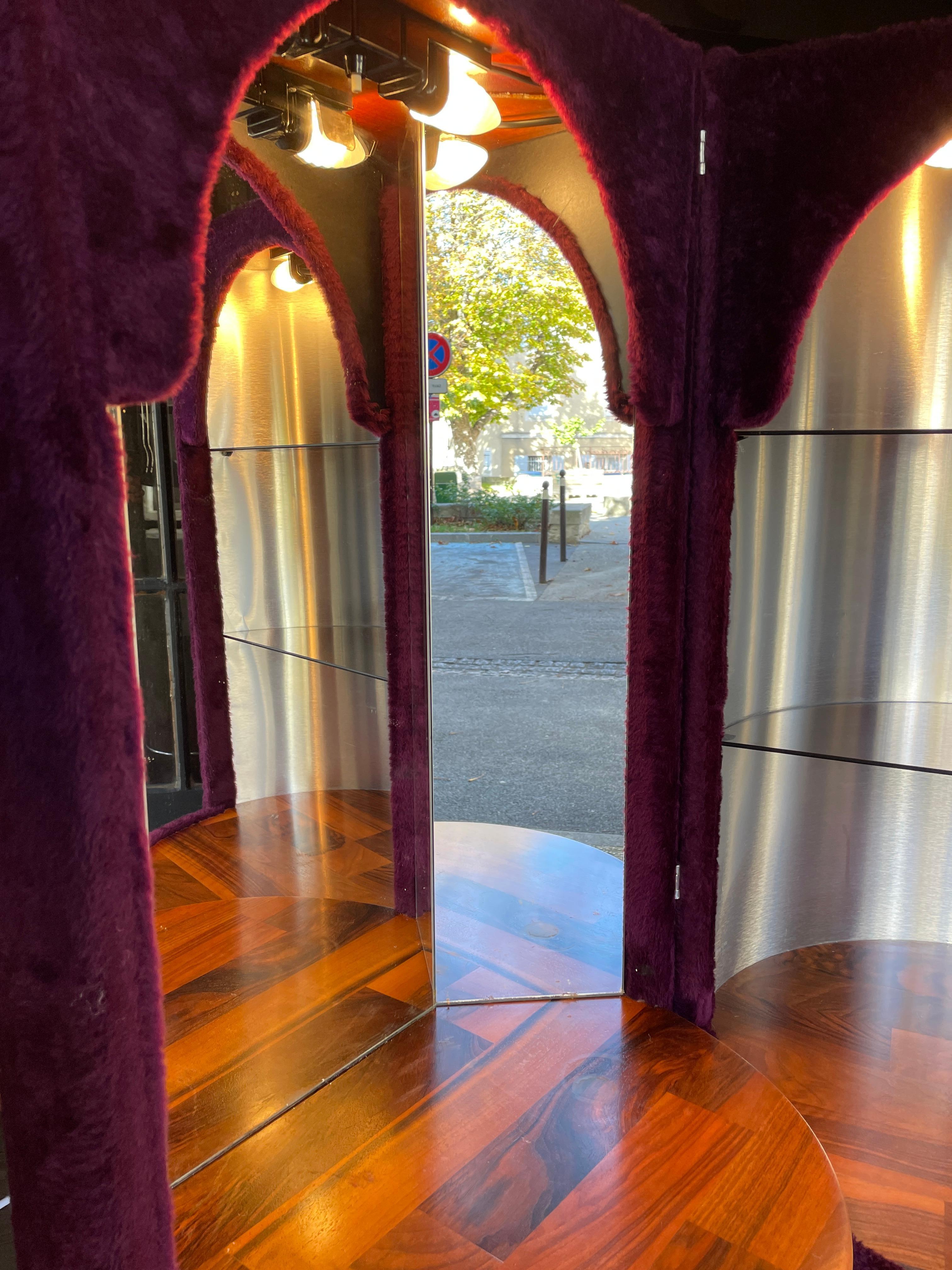 Dressing Table, Vanitie 60-70 Pop in Faux Fur Purple Mid-Century Light Space In Good Condition In L'Isle sur la Sorgue, FR