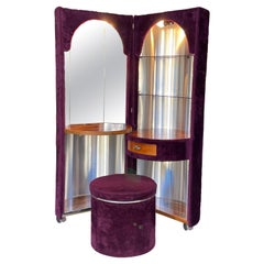 Vintage Dressing Table, Vanitie 60-70 Pop in Faux Fur Purple Mid-Century Light Space