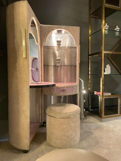 Dressing Table, Vanitie 60-70 Pop in Faux Fur White Pink Mid-Century Light Space