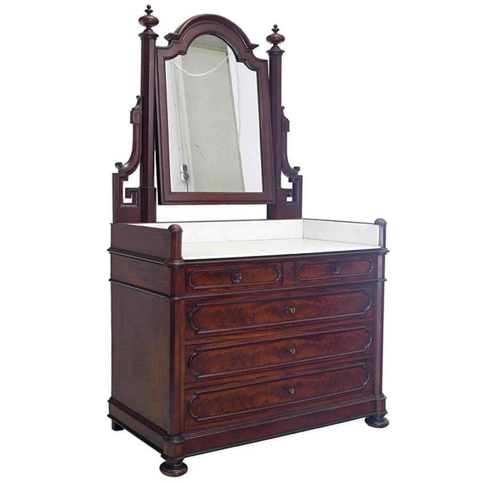 Dressing Table with a Mirror circa 1850 Mahogany Original For Sale