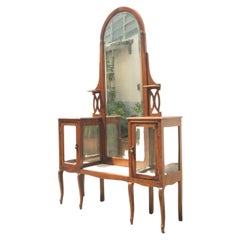 Dressing Table with Beveled Mirror in Brazilian Walnut, 40s
