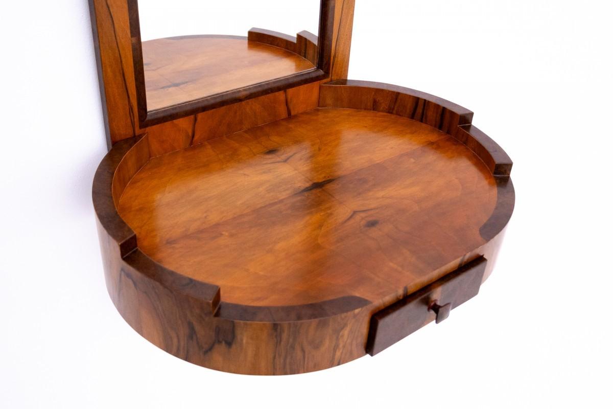 Walnut Dressing table with chair in Art Deco style, Poland, mid-20th century. For Sale