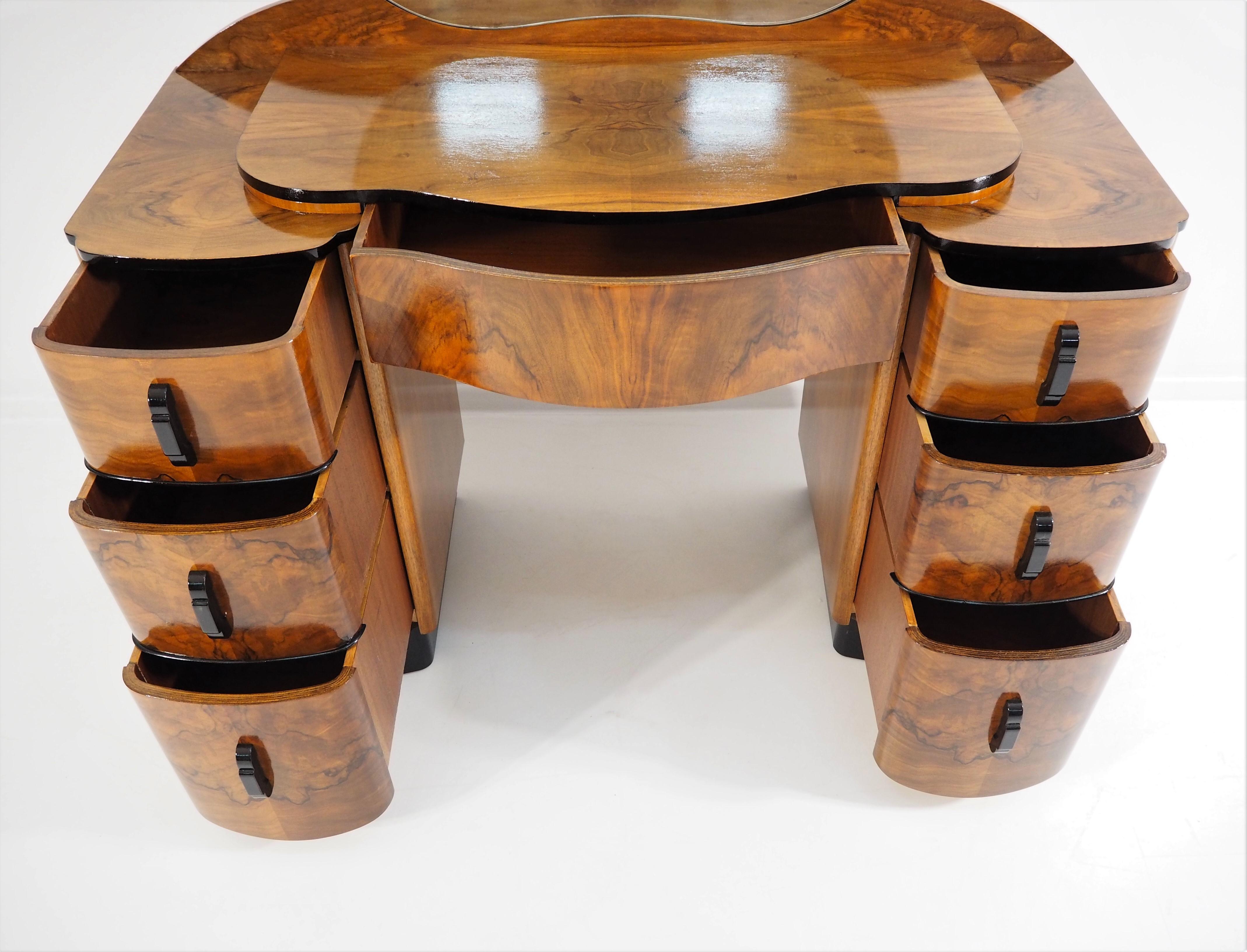 Dressing Table with Mirror by Jindřich Halabala, 1950s 2