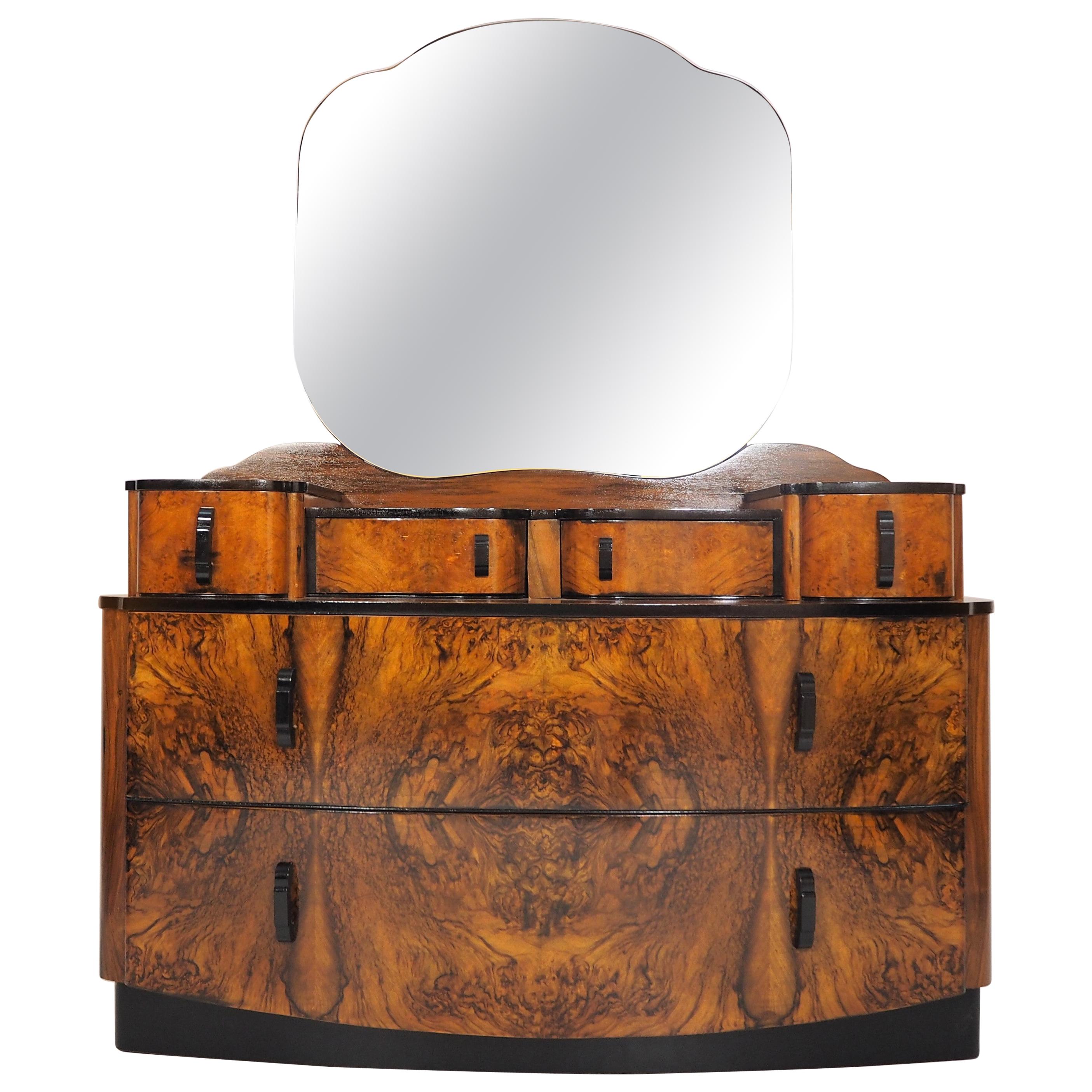Dressing Table with Mirror by Jindrich Halabala, 1950s For Sale