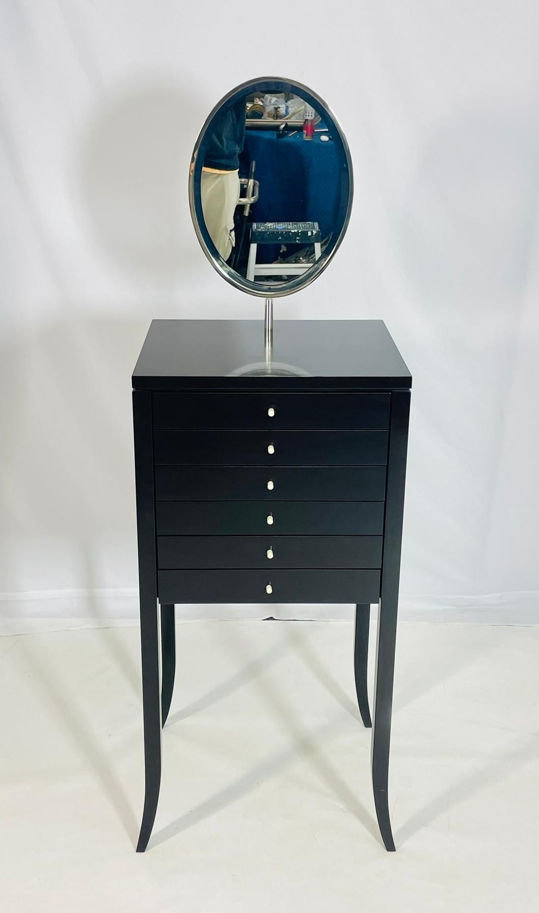Modern Dressing Vanity Cabinet With Mirror by Maxine Snider Inc. For Sale