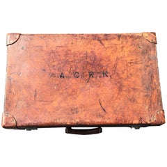 Antique Drew and Sons Piccadilly Circus Suitcase in Leather, Early 20th Century, London