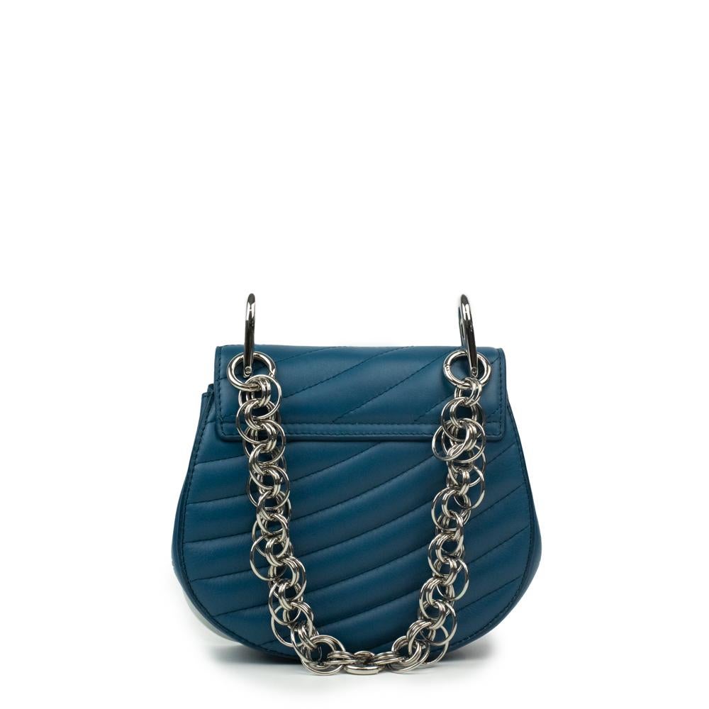 Drew Bijoux in blue leather In Good Condition In Clichy, FR