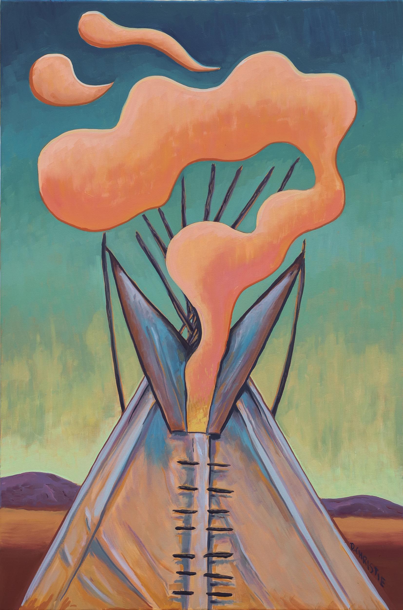 Fumée du soir - Moderne Painting par Drew Christie