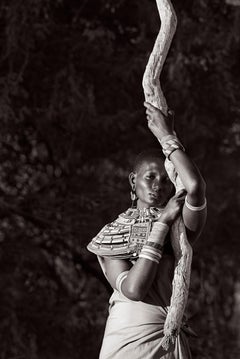 A Samburu woman is the subject of this classic fashion-inspired, black and white