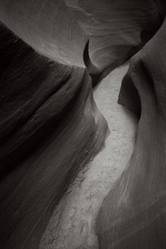 A slotted canyon in Arizona rendered in sumptuous black and white textures