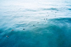 Aerial View of Surfers Waiting for Waves, Color Photography, Horizontal