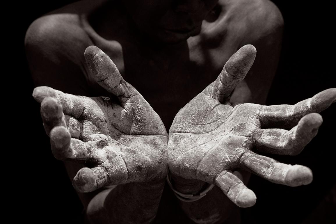 Drew Doggett Portrait Photograph - Award-Wining Black and White Image of a Suri Tribeswomen's Hands