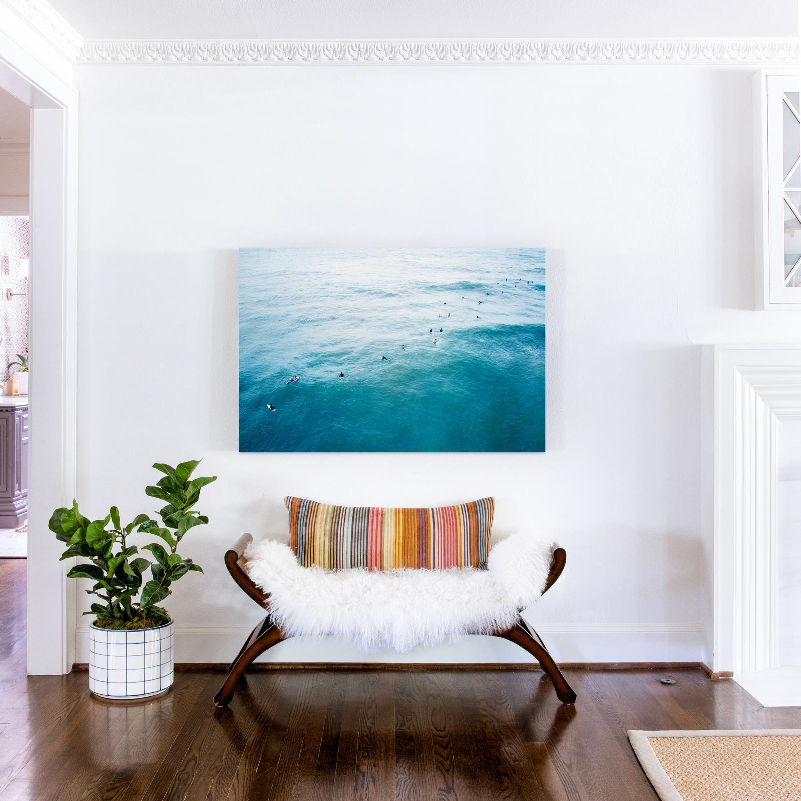 Bestseller, Aerial, Hawaii, Surfer Approaching the Ocean - Contemporary Photograph by Drew Doggett