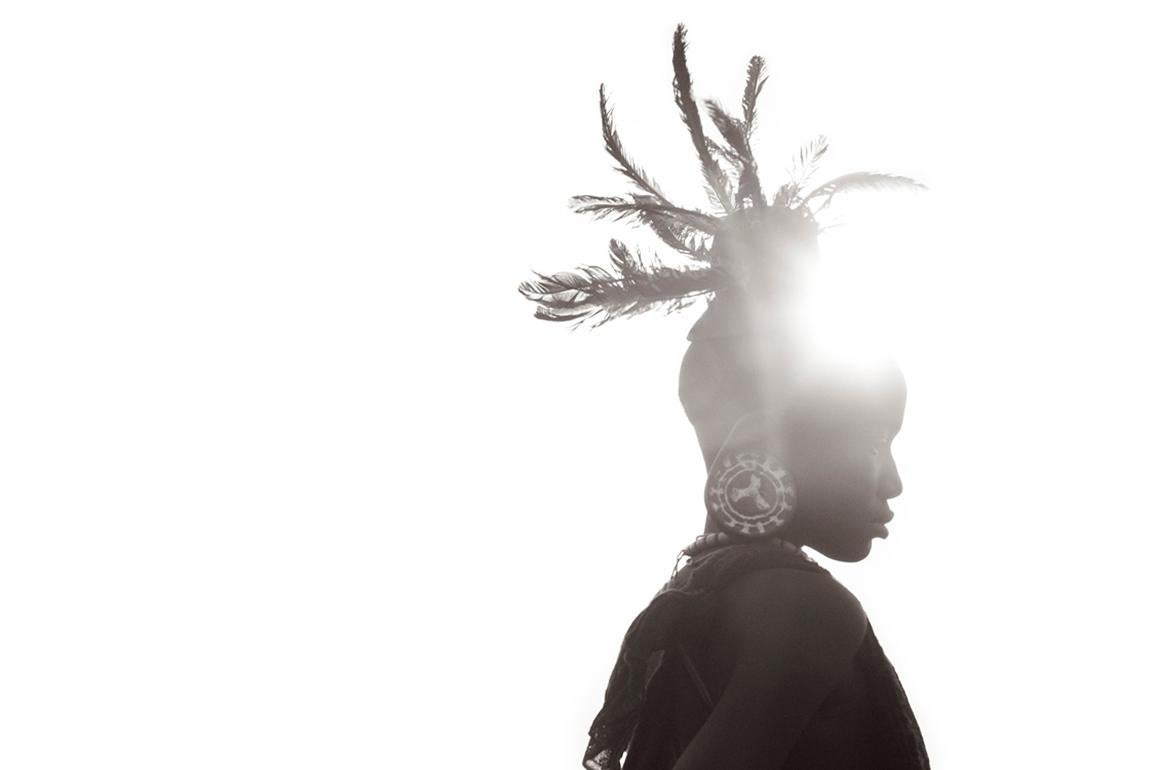 Drew Doggett Portrait Photograph - Ethiopian Woman with Headdress, Fashion, Black and White Photography, Iconic