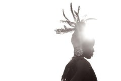 Ethiopian Woman with Headdress, Fashion, Black and White Photography, Iconic