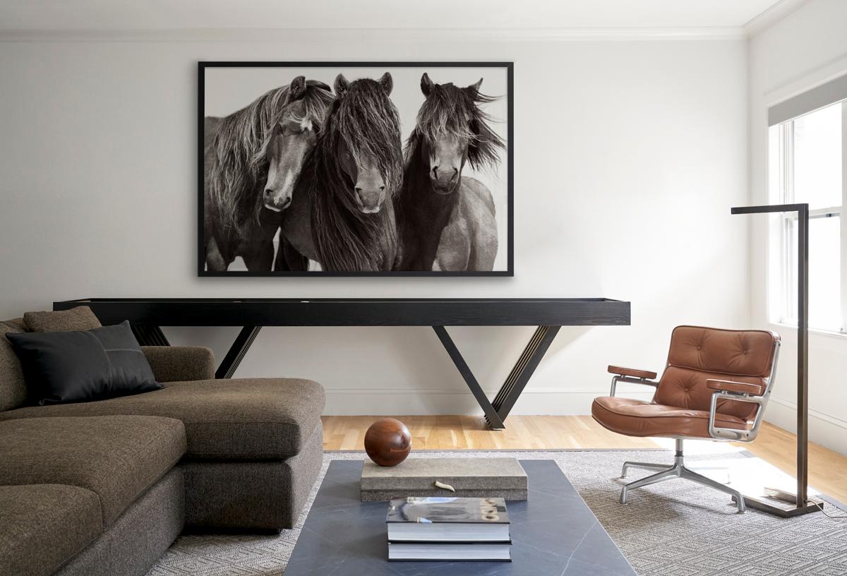 Intimes Porträt von ikonischen Wildpferden auf Zobelinsel, Reiter, Horizontal – Photograph von Drew Doggett
