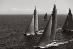 J Class Sailing Yachts on the Open Seas, Black and White Photography, Horizontal