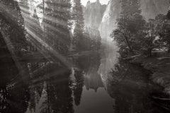Streaming d'une lumière d'un autre monde dans le parc national de Yosemite, noir et blanc, classique
