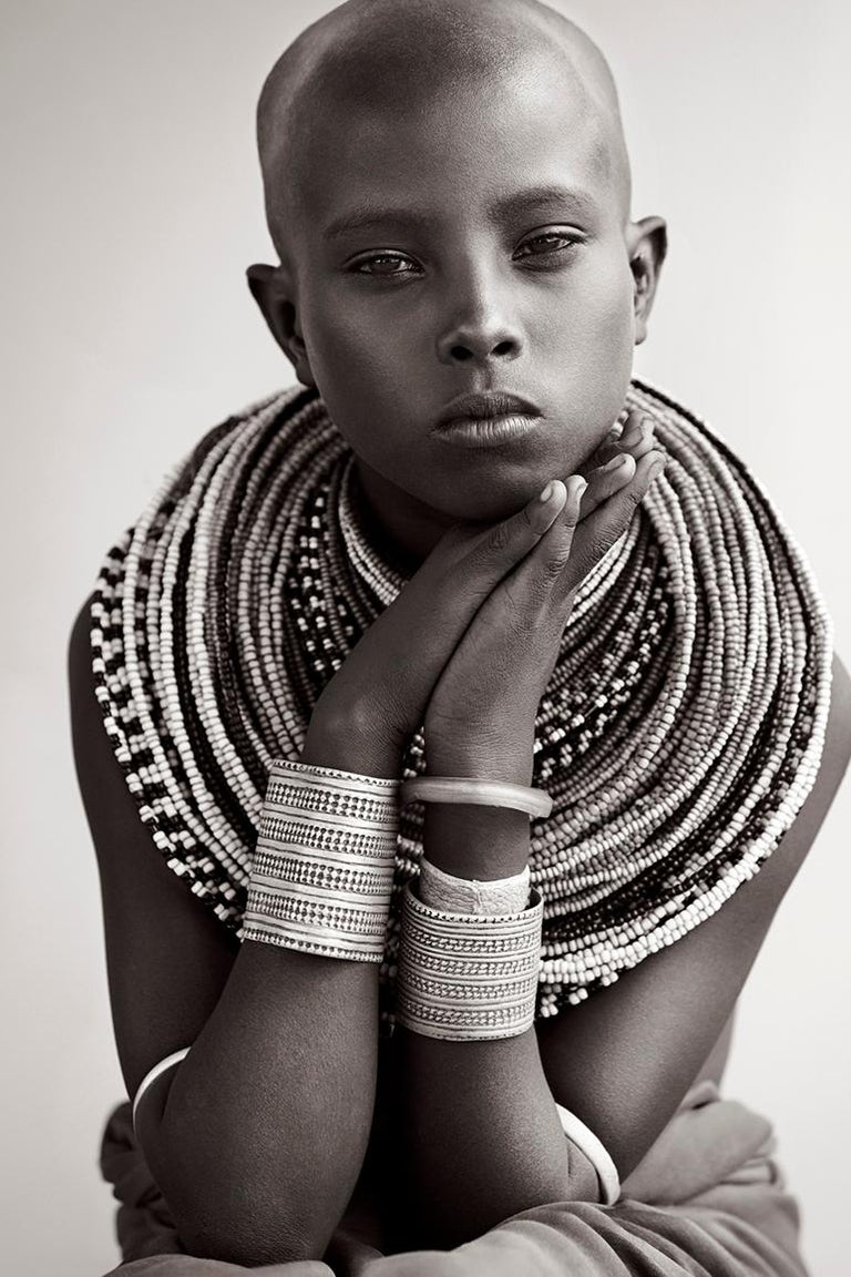 Drew Doggett Black and White Photograph - Portrait of a Young Woman Wearing Traditional Tribal Jewelry, Africa, Fashion