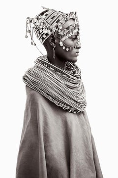 Profile Portrait of a Woman in Kenya Wearing Tribal Jewelry, Iconic, Vertical