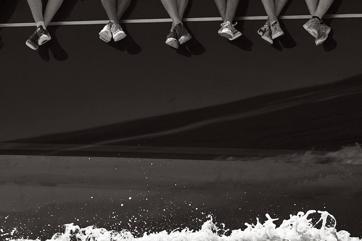 Sailor's Feet Hanging Over the Deck of the Iconic Yacht Rainbow, Design-Inspired