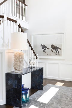 Two Wild Horses Running on the Beach, Minimalist, Horizontal, Equestrian