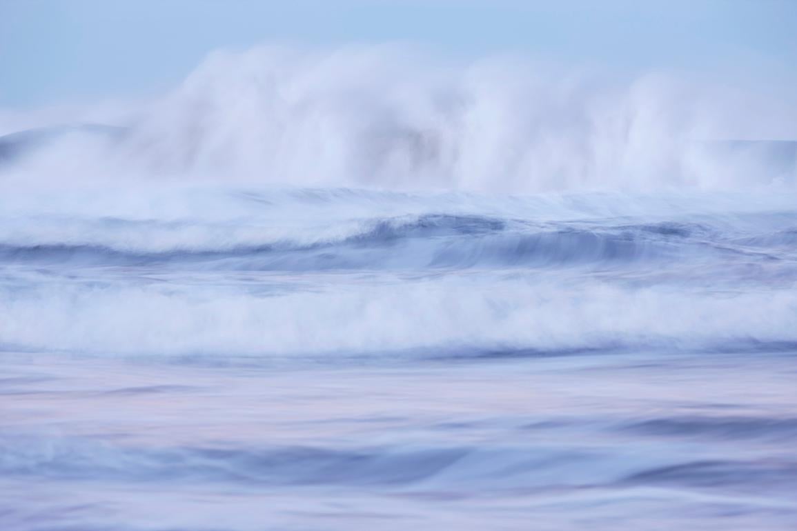 Drew Doggett Landscape Photograph - Warm Colors On the Waves of the Oregon Coast, Calming, Meditative