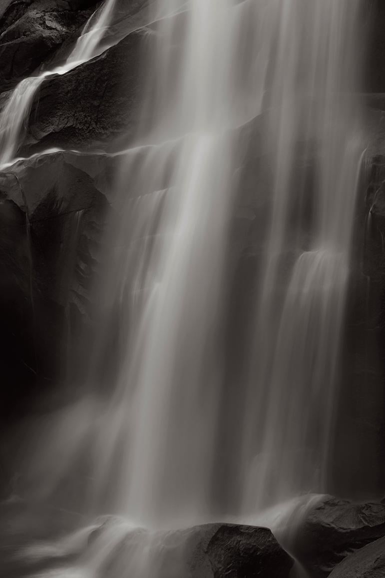 Waterfall in the American West, Iconic, Vertical, Black and White Photography