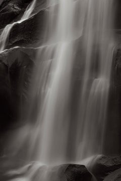 Used Waterfall in the American West, Iconic, Vertical, Black and White Photography