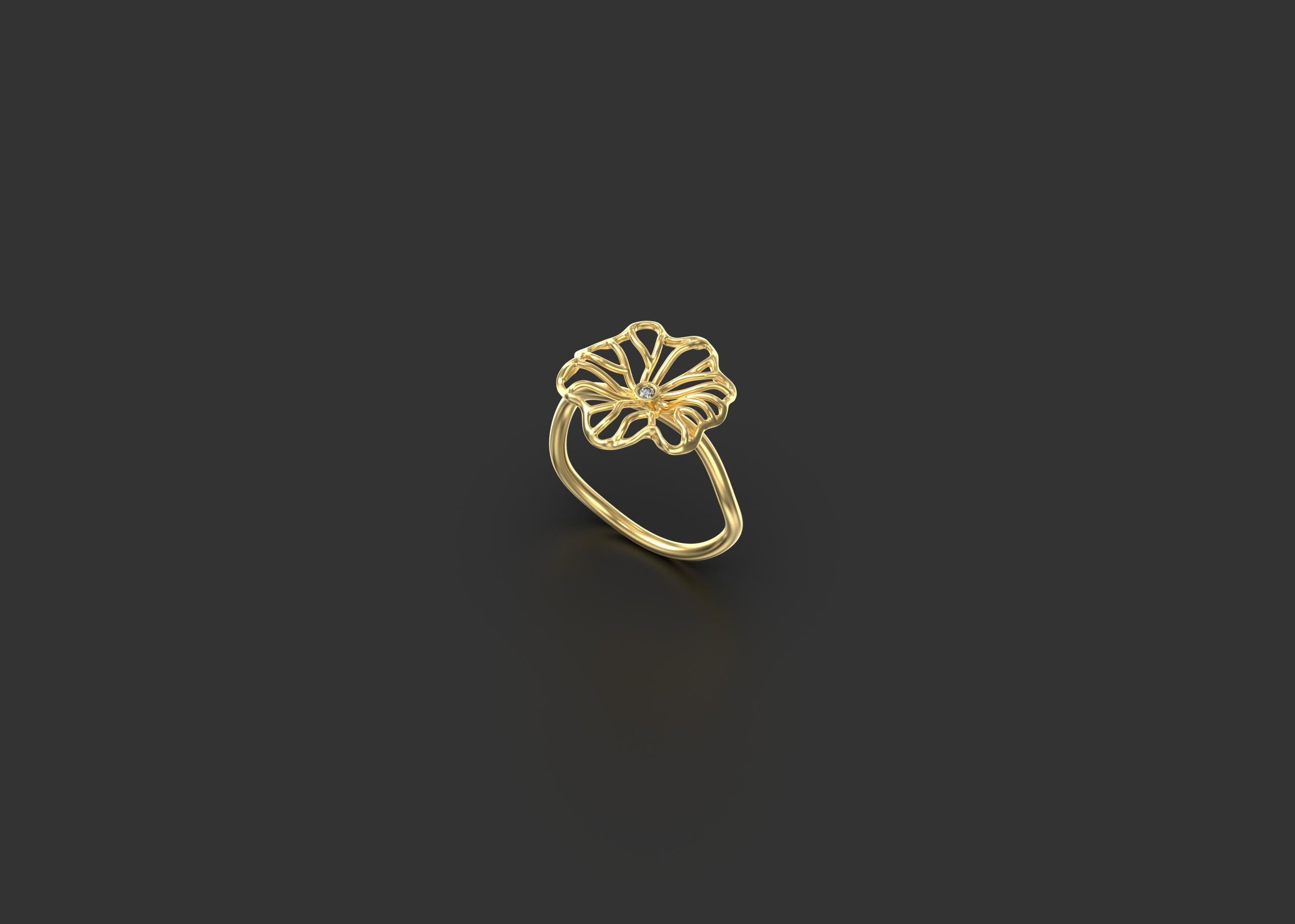For Sale:  Drew Drop on the Lotus Leaf Ring, 18k Yellow Gold 2