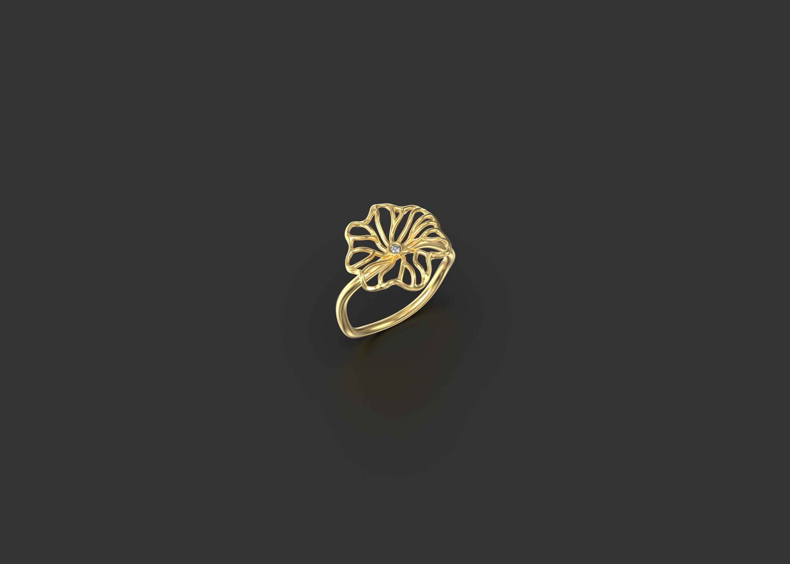 For Sale:  Drew Drop on the Lotus Leaf Ring, 18k Yellow Gold 3