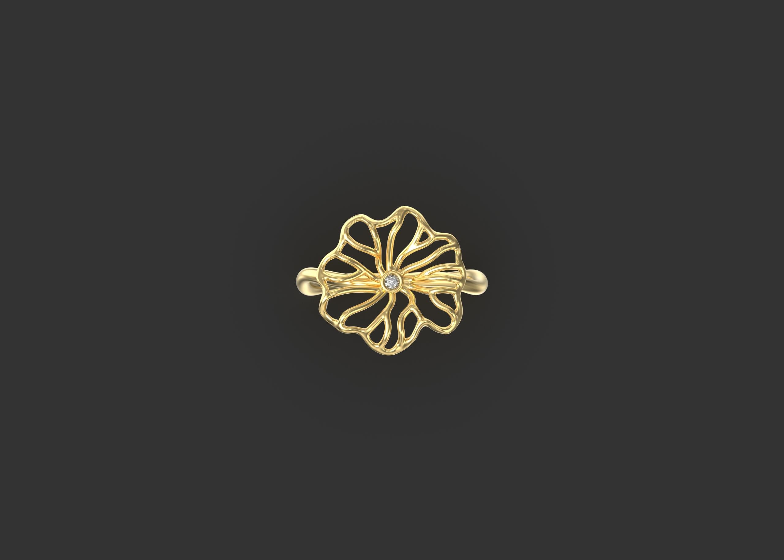 For Sale:  Drew Drop on the Lotus Leaf Ring, 18k Yellow Gold 4