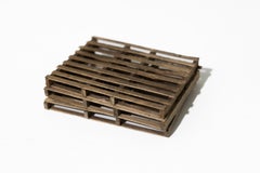 "3 Pallets", Hand-Crafted Miniature Sculpture in Wood and Watercolor