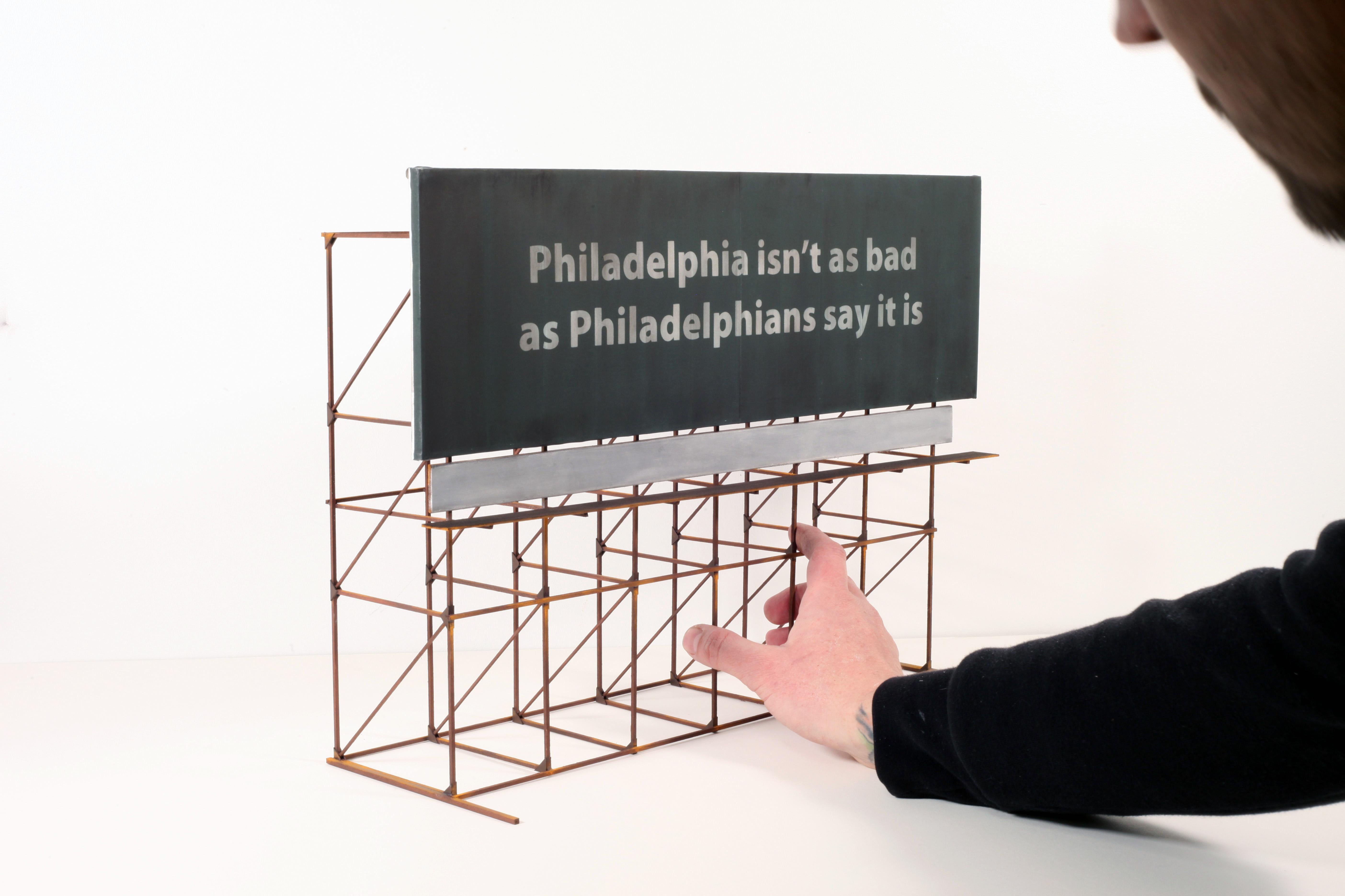 Drew Leshko Still-Life Sculpture - "Action Philadelphia 1970", Miniature, Billboard, Free-Standing Sculpture