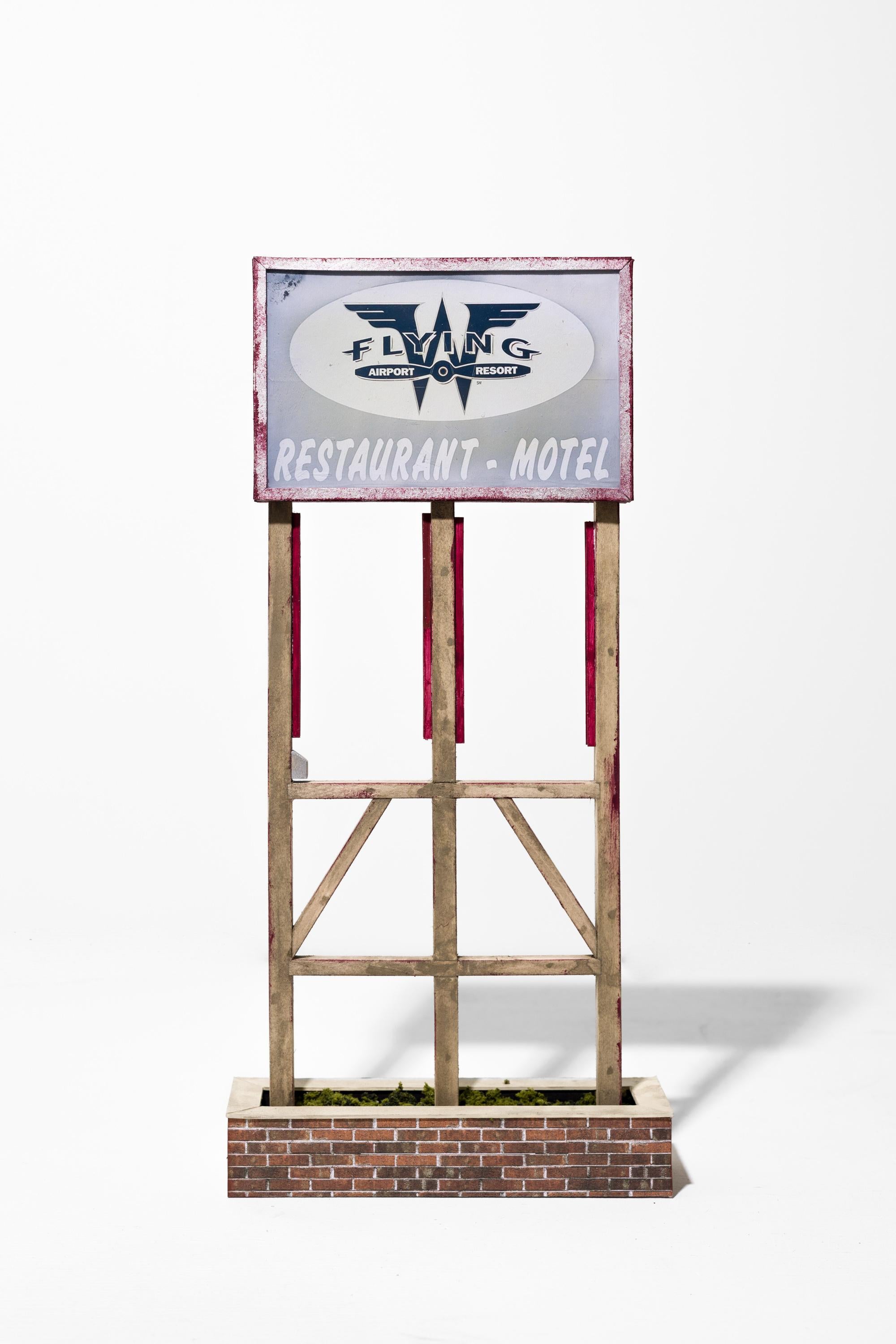 "Airplane Pool" Small Scale Superstructure Sign Made of Wood and Paper