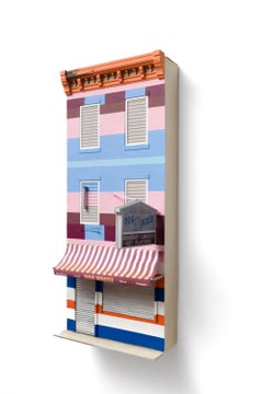 "Arthur's Dog House" Miniature City Rowhome and Restaurant with Hanging Sign