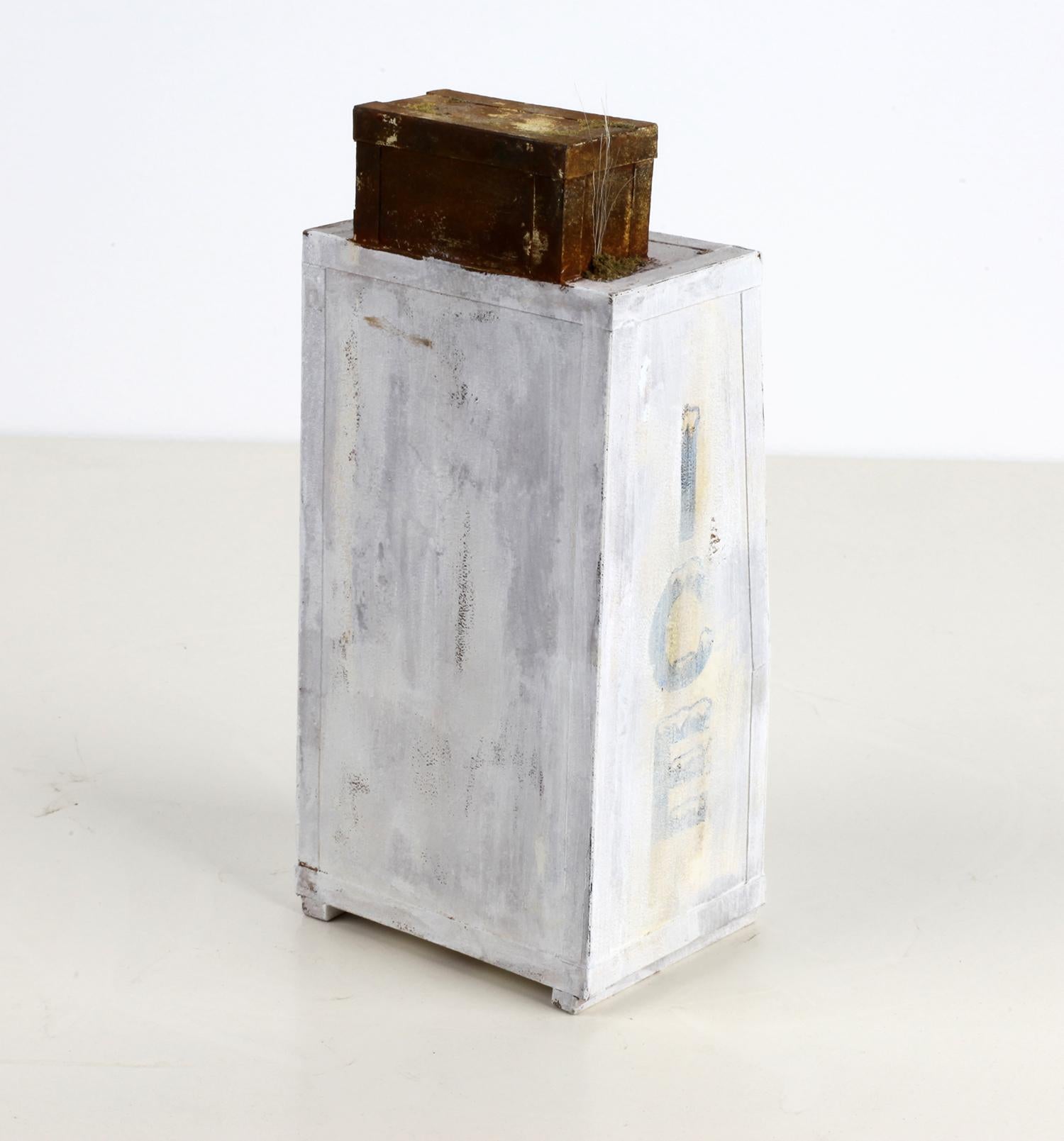 Broken Ice Box - Gray Still-Life Sculpture by Drew Leshko