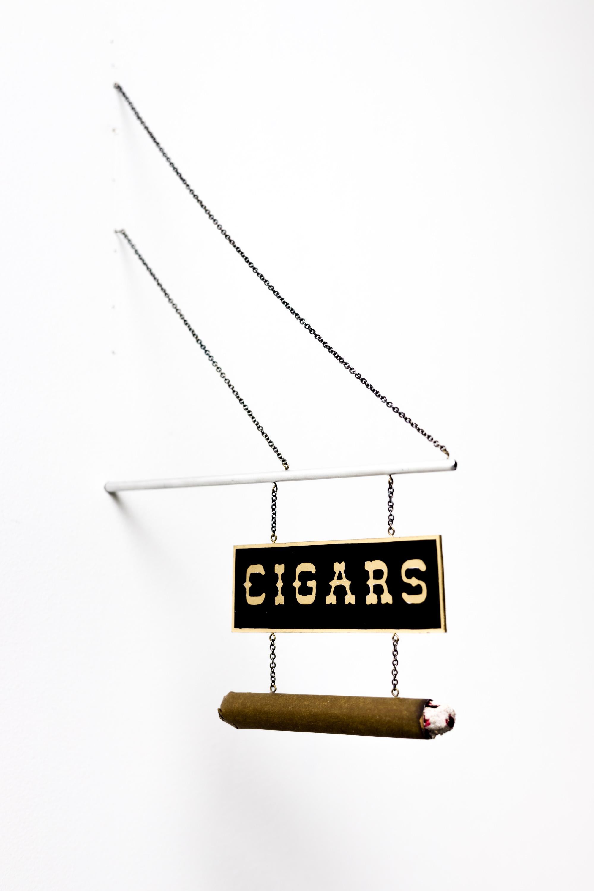 "Cigar" Crafted Wall-Mounted Miniature Storefront Hanging Sign by Drew Leshko