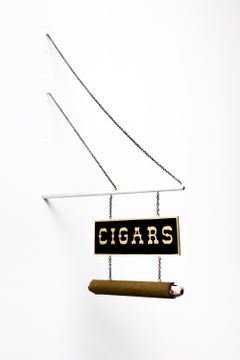 "Cigar" Crafted Wall-Mounted Miniature Storefront Hanging Sign by Drew Leshko