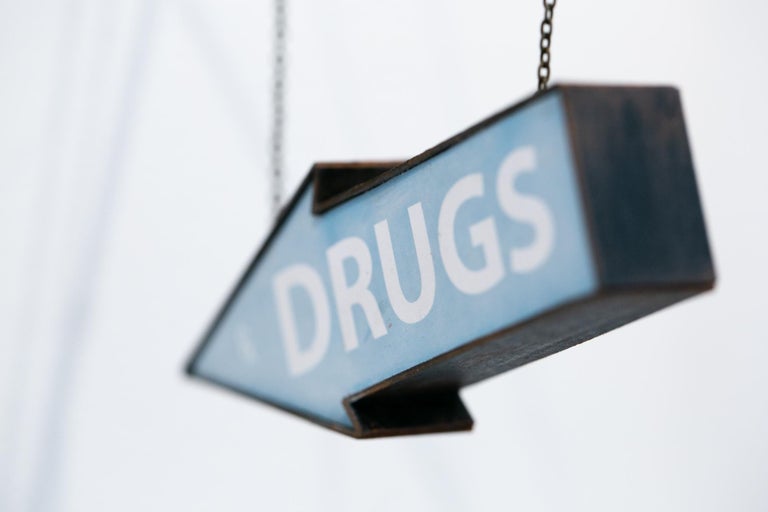 Drew Leshko - Drugs (arrow light blue) For Sale at 1stdibs