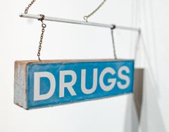 "Drugs (rectangle)", Miniature wall-hanging paper sculpture, distressed, vintage