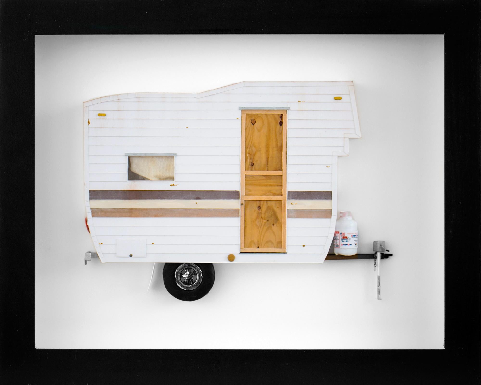 "GO AWAY", Miniature, camping trailer van, paper sculpture