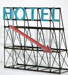 "Hotel (Blue/Red)", Miniature, Architecture, Sign, Cityscape, Sculpture