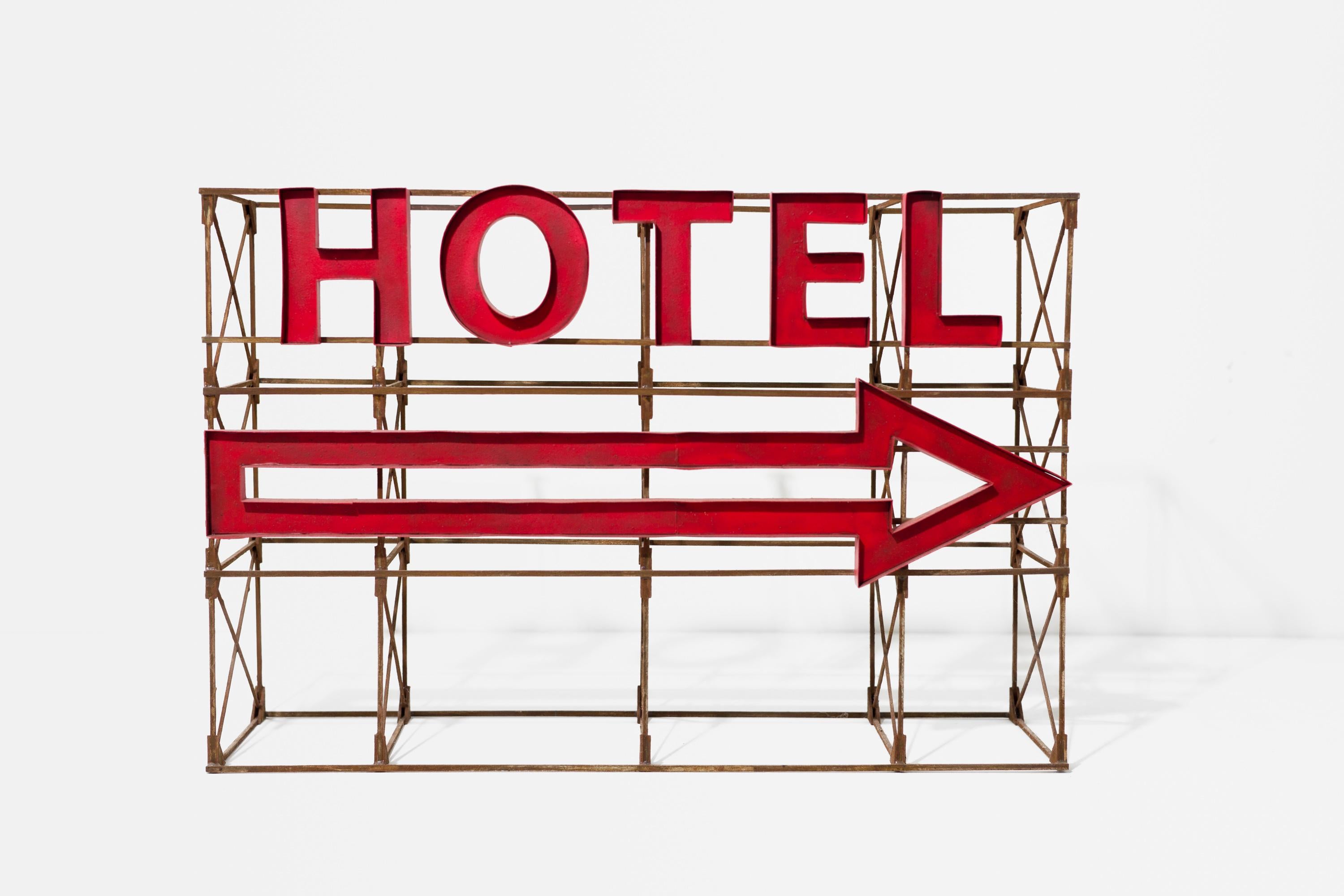"Hotel with Arrow" Miniature Urban Superstructure Hotel Sign by Drew Leshko