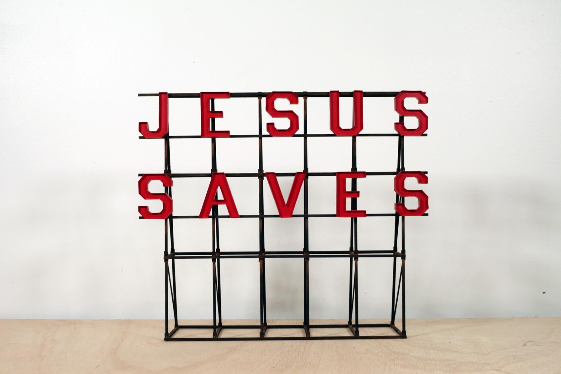 Jesus Saves Rooftop - Mixed Media Art by Drew Leshko