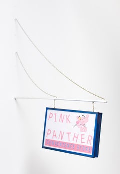 "Pink Panther" Miniature Convenience Store Hanging Sign by Drew Leshko
