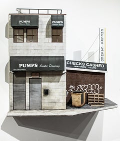 "Pompe", Edifici urbani in miniatura, paesaggio urbano, architettura, scultura di carta